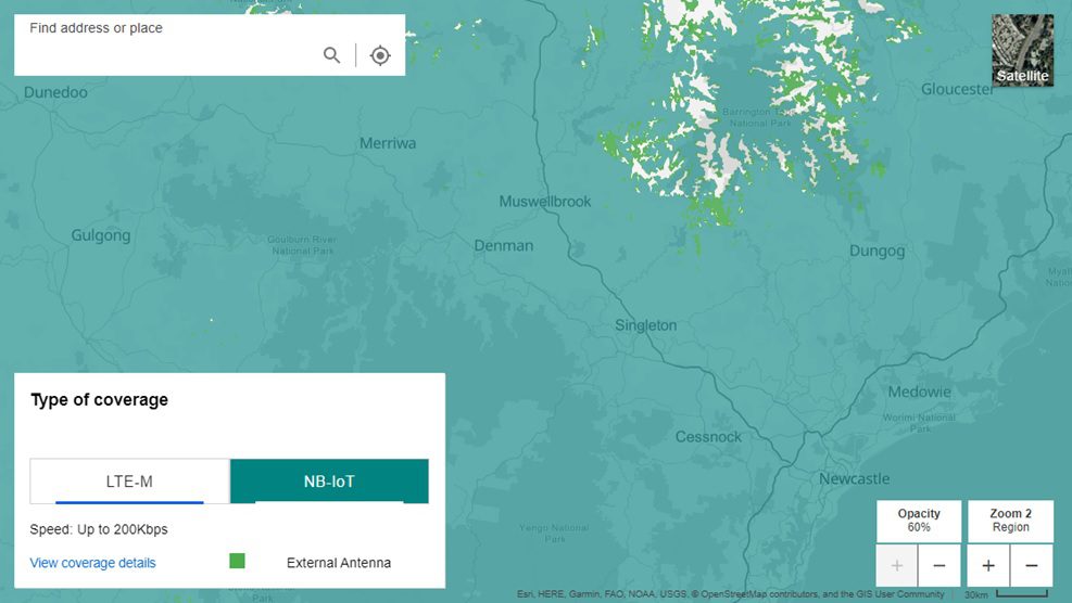 Senquip orb Telstra CAT-M1 NB-IOT network coverage